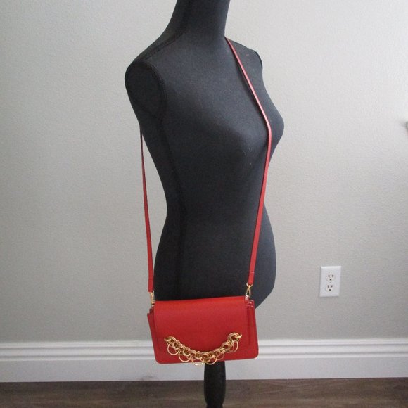 Chloe Red Crossbody Bag with Gold Chain - Picture 1 of 7